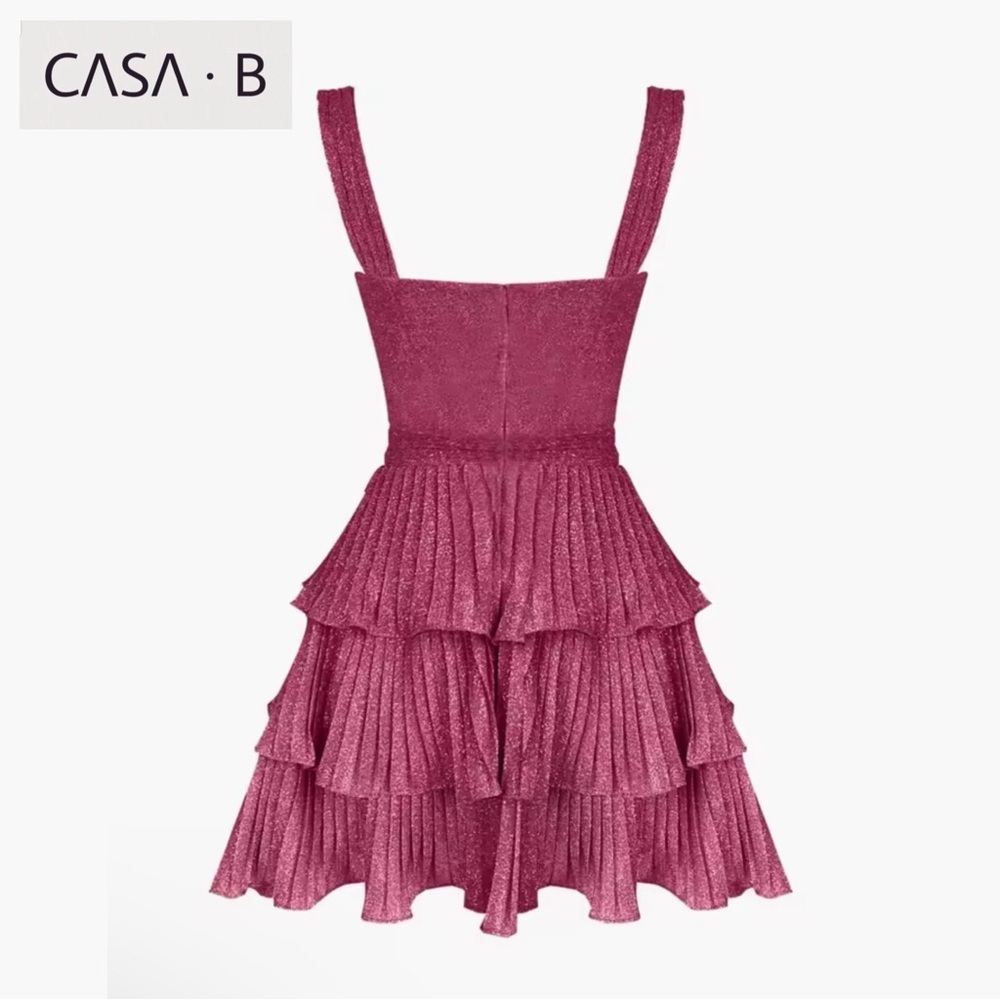 NEW!💫to CASA B| Azaria Stardust Cut Out Gold Starfish Tiered Ruffle Mini Dress - Picture 4 of 5